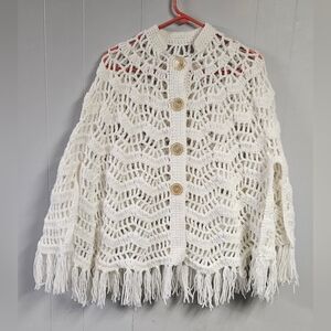 60-70s Handmade Crocheted Poncho